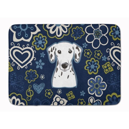 Carolines Treasures Blue Flowers Dalmatian Machine Washable Memory Foam Mat BB5061RUG